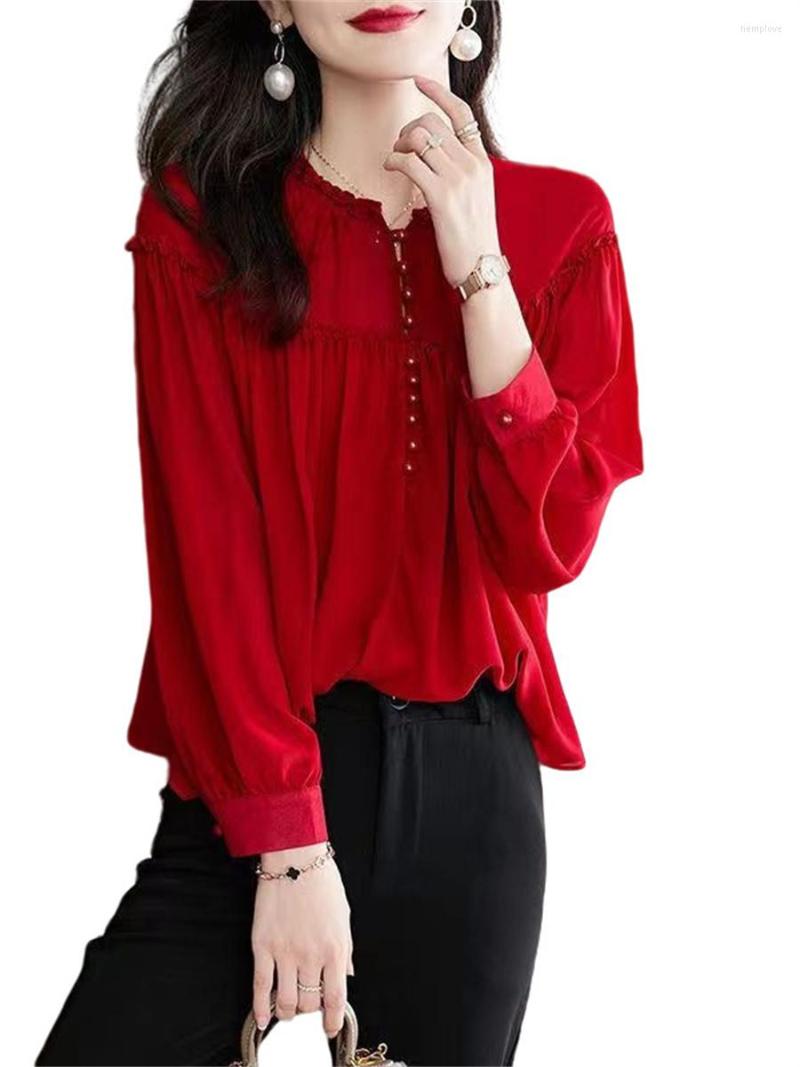 Women's Blouses 4XL Women Spring Autumn Shirts Lady Fashion Casual Long Sleeve O-Neck Collar Solid Color Red Blusas Tops CT0751
Women's Blouses 4XL Women Spring Autumn Shirts Lady Fashion Casual Long Sleeve O-Neck Collar Solid Color Red Blusas Tops CT0751