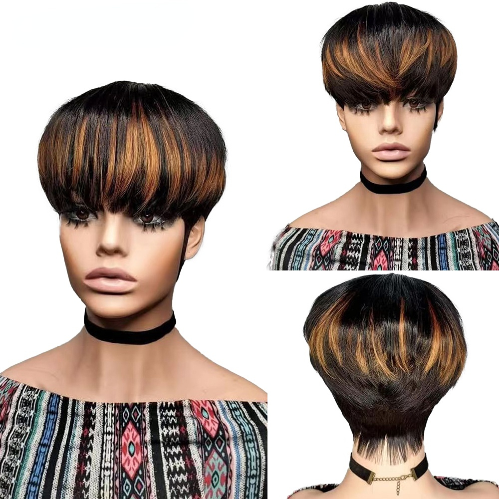 Ombre Highlight Short Bob Pixie Cut Wigs For Black Women Straight Honey Blonde Brazilian Remy Hair Full Lace Front Wig With Bangs, Customize
Ombre Highlight Short Bob Pixie Cut Wigs For Black Women Straight Honey Blonde Brazilian Remy Hair Full Lace Front Wig With Bangs, Customize