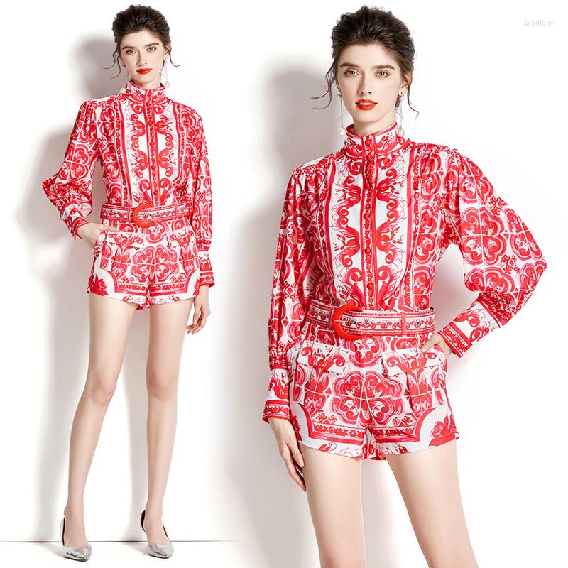 Women's Tracksuits Summer Fall Red Geometric Print 2pcs Sets Women Stand Neck Lantern Sleeve Top Shirt Blouse Belt Tunic Slim Shorts Suits, Klln6977 red
Women's Tracksuits Summer Fall Red Geometric Print 2pcs Sets Women Stand Neck Lantern Sleeve Top Shirt Blouse Belt Tunic Slim Shorts Suits, Klln6977 red