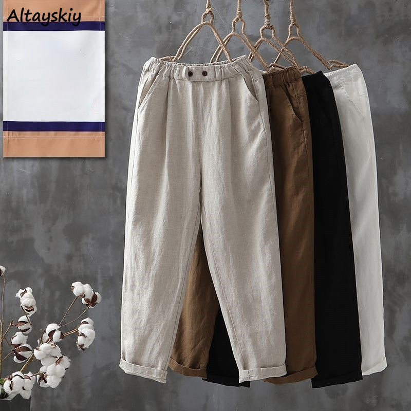 Women's Pants Capris Casual Pants Women Summer Cotton Button Elastic Waist Ankle-length Basic Cool -4XL All-match Simple Chic Harem Trousers Female 230316, Black
Women's Pants Capris Casual Pants Women Summer Cotton Button Elastic Waist Ankle-length Basic Cool -4XL All-match Simple Chic Harem Trousers Female 230316, Black