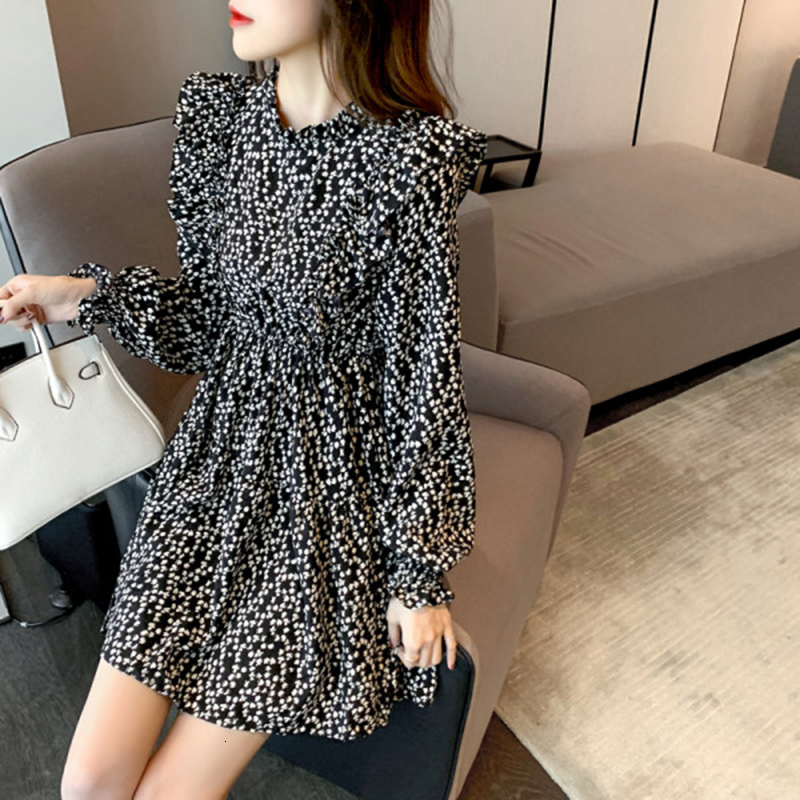 Casual Dresses Dress Women Print Holiday Party Minimalist Lovely Korean Version Daily Comfortable Vintage Autumn Selling Mujer Chic 230316