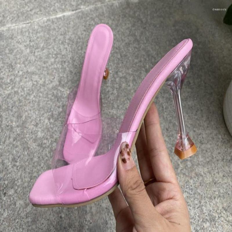 Sandals Transparent Crystal Heel Slippers Women's Summer Fashion Wine Glass Square Toe, Pink
Sandals Transparent Crystal Heel Slippers Women's Summer Fashion Wine Glass Square Toe, Pink