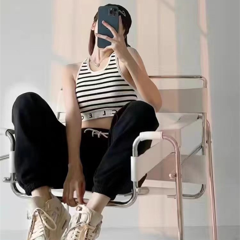 Women Fashion crop top Sleeveless Short tank top Striped Lisa Letter Slim Fit Basic Vest vestidos Casual Street Wear, Pink
Women Fashion crop top Sleeveless Short tank top Striped Lisa Letter Slim Fit Basic Vest vestidos Casual Street Wear, Pink
