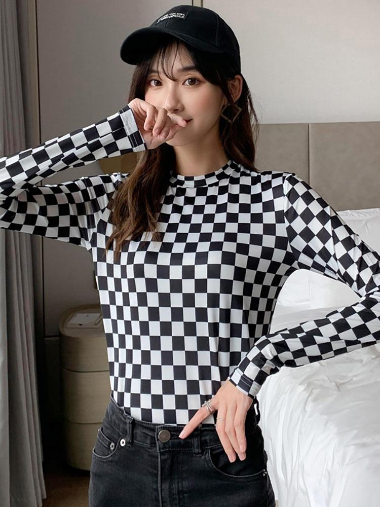 Women' T Shirts Spring Summer Women Long Sleeve Tshirt Black White Checkered Plaid Slim Stretch Tee Round Collar Y2k Tops ClothingWomen
Women' T Shirts Spring Summer Women Long Sleeve Tshirt Black White Checkered Plaid Slim Stretch Tee Round Collar Y2k Tops ClothingWomen
