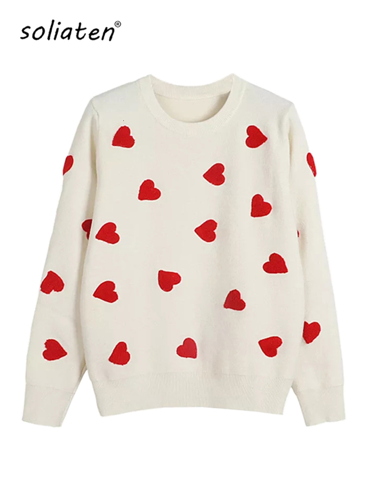 Women's Sweaters Spring Embroidery Heart Women Sweater O-Neck Kawaii Fashion Pullover Loose Jumper Long Sleeve Knitwear Female C-129 230316, Black
Women's Sweaters Spring Embroidery Heart Women Sweater O-Neck Kawaii Fashion Pullover Loose Jumper Long Sleeve Knitwear Female C-129 230316, Black