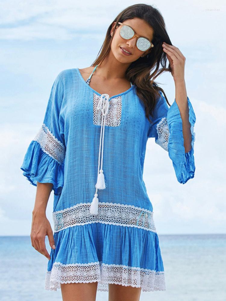 Women's Swimwear Beach Dresses Tassel Tunic Lace Crochet Summer Short Sleeve Bikini Cover Up Bathing Suits Robe De Plage Femme Drop, Light blue tunic
Women's Swimwear Beach Dresses Tassel Tunic Lace Crochet Summer Short Sleeve Bikini Cover Up Bathing Suits Robe De Plage Femme Drop, Light blue tunic