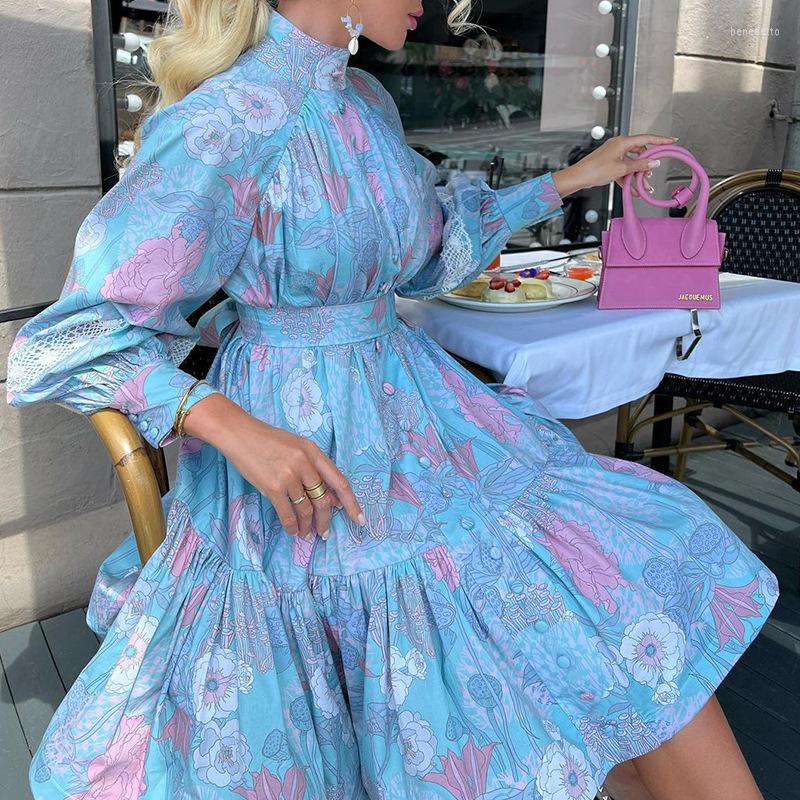 Casual Dresses Elegant Print Stand Collar Women Fashion Sashes Long Sleeve Spring Autumn Puff Party Dress Female Robe, 01 sapphire blue
Casual Dresses Elegant Print Stand Collar Women Fashion Sashes Long Sleeve Spring Autumn Puff Party Dress Female Robe, 01 sapphire blue
