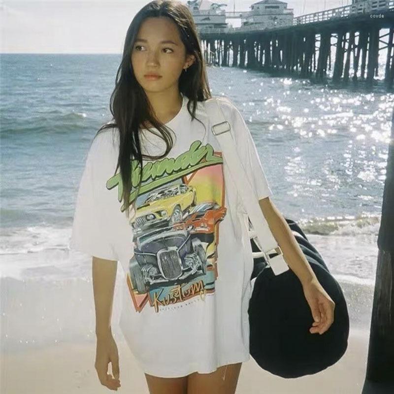 Women' T Shirts Vintage Cartoon Cars Printed T-shirt Women Short Sleeve Tops Loose White Tees Girls Streetwear Female Clothing
Women' T Shirts Vintage Cartoon Cars Printed T-shirt Women Short Sleeve Tops Loose White Tees Girls Streetwear Female Clothing