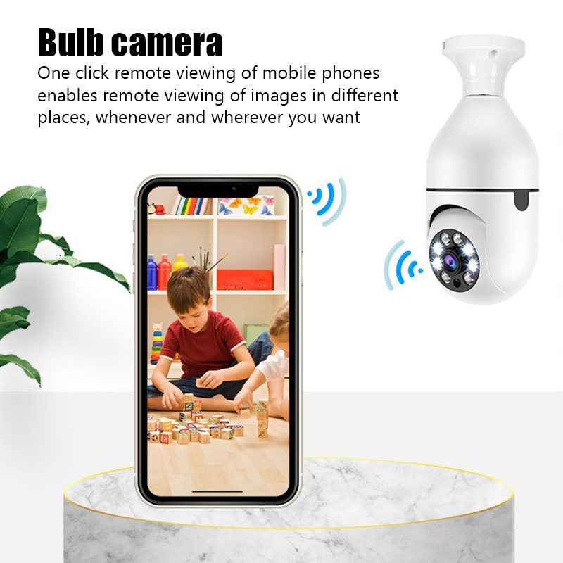 IP Cameras 5G Bulb Surveillance Night Vision Full Color Automatic Human Tracking Zoom Indoor Security Monitor Wifi Camera