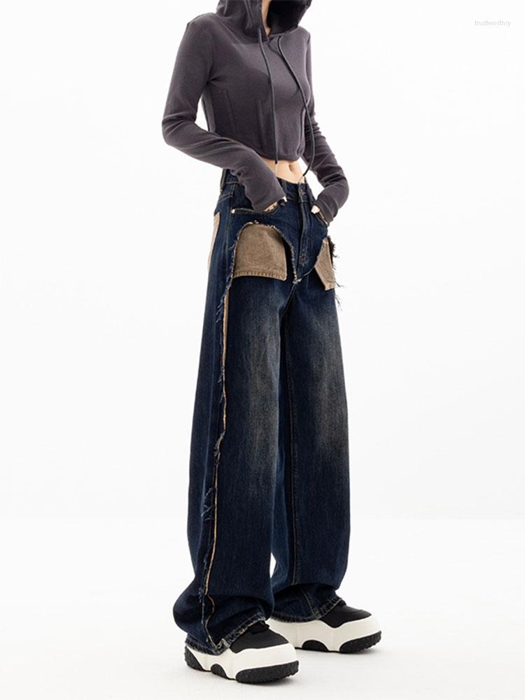 Women' Jeans Woman Dark Blue High Waist Wide Leg Pants Clothing Streetwear Vintage Fashion Harajuku Straight Patchwork Pockets
Women' Jeans Woman Dark Blue High Waist Wide Leg Pants Clothing Streetwear Vintage Fashion Harajuku Straight Patchwork Pockets