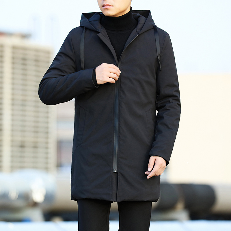 Mens Casual Thicken Warm Trench Coat With Hood Windbreaker Outerwear Jacket For Autumn Winter