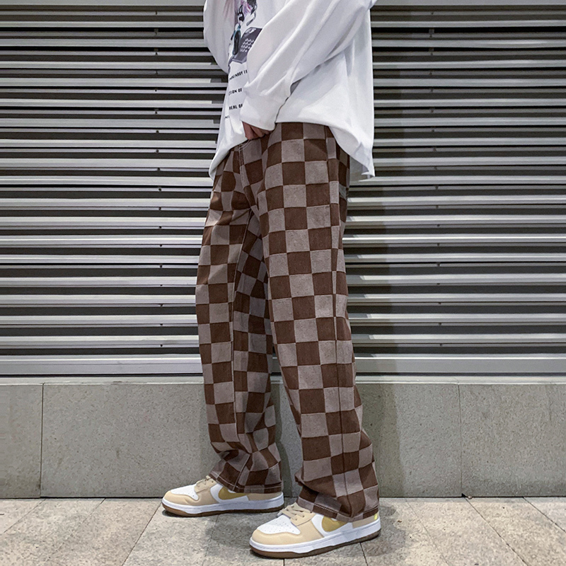 Men's Jeans Spring Men's Brown Check Print Baggy Jeans Korean Fashion Streetwear Denim Straight Pants Male Brand Trousers 230316, Black
Men's Jeans Spring Men's Brown Check Print Baggy Jeans Korean Fashion Streetwear Denim Straight Pants Male Brand Trousers 230316, Black