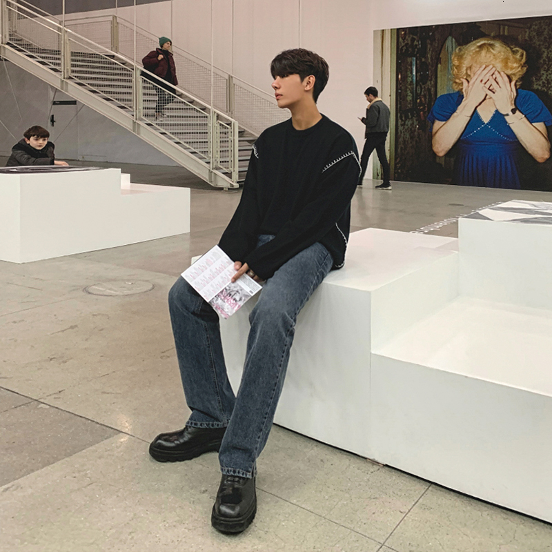 Men's Jeans IEFB Autumn vintage jeans men's Korean fashion straight tube loose casual pants split bottoms trendy denim trousers 9Y4515 23031