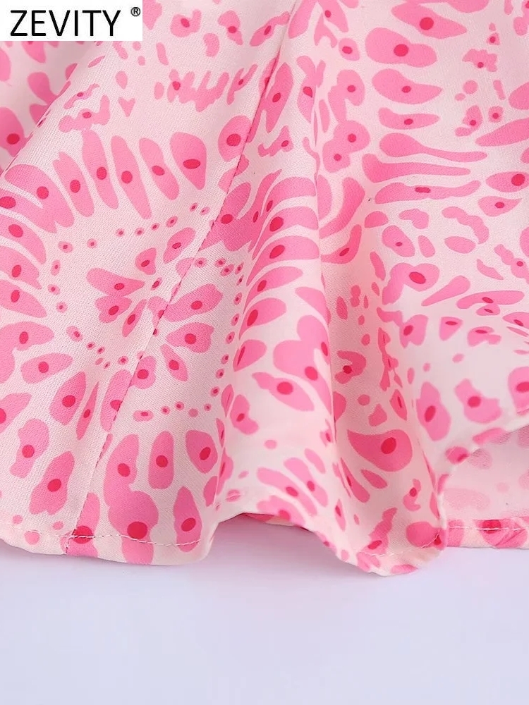 Casual Dresses Zevity Women Sweet Totem Floral Print Big Swing Mini Shirt Dress Female Chic Lantern Sleeve Casual Slim Lace Up Vestidos DS892 230316