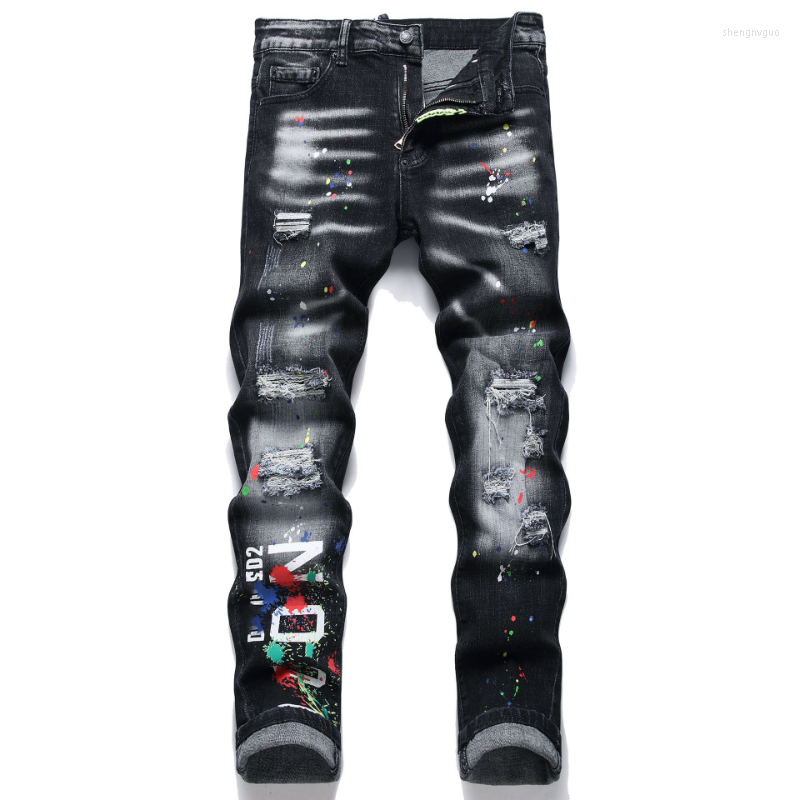 Men's Jeans Men Skinny Denim Ripped Slim Fit Pants European Italy Brand Hole Printed Hip Hop Streetwear Distressed Punk Trousers, Black
Men's Jeans Men Skinny Denim Ripped Slim Fit Pants European Italy Brand Hole Printed Hip Hop Streetwear Distressed Punk Trousers, Black