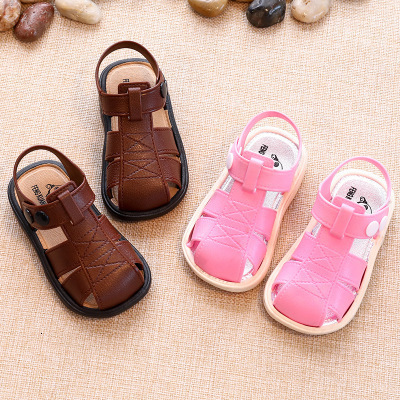 Sandals Boys Sandals Soft Leather Closed-Toe Toddler Baby Summer Shoes Boys and Girls Children Beach Shoes Sport Kids Sandals 230316 z250708FX82