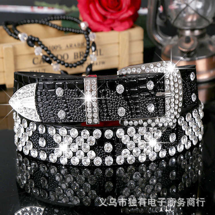 Suspenders Cool diamond pin buckle fashion versatile jeans women's belt, Gray