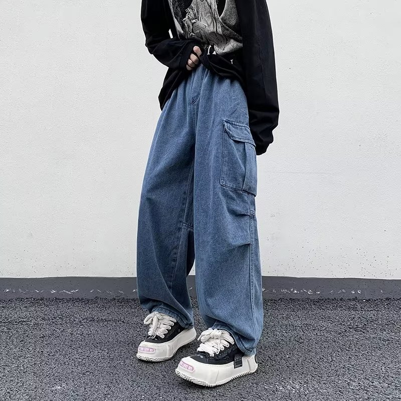 Men's Jeans Men's jeans Cargo Pants Streetwear Hip Hop Cargo Pants Cotton Denim Trousers Casual Elastic Men Baggy Harem Jean Trousers 230316