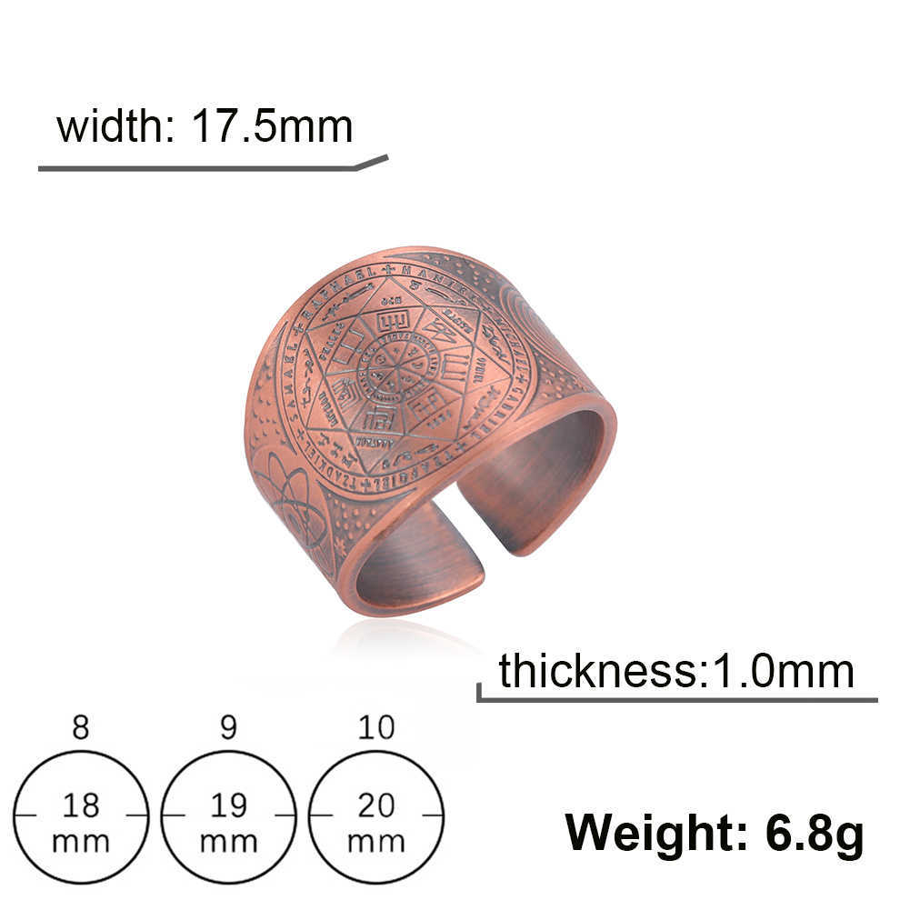 Dawapara Seal of The 7 Archangels Protection Ring Amulet Metatron Cube Lilith Symbol The Secrets of King Solomon Vintage Jewelry L230620