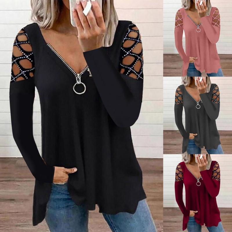 Women's T Shirts Women Sexy T-Shirts Solid Color Loose V Neck Zipper T-shirt Long Sleeve Casual For Dating 2023, Pink
Women's T Shirts Women Sexy T-Shirts Solid Color Loose V Neck Zipper T-shirt Long Sleeve Casual For Dating 2023, Pink