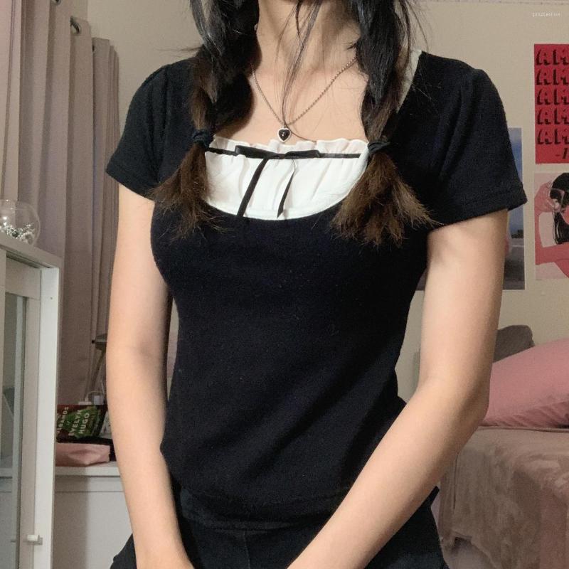 Women' T Shirts Ladies Casual School Wear T-Shirts Color Patchwork Short Sleeve Square Neck Stitching Slim Wild Women Fit Leisure Crop Tops, Black
Women' T Shirts Ladies Casual School Wear T-Shirts Color Patchwork Short Sleeve Square Neck Stitching Slim Wild Women Fit Leisure Crop Tops, Black