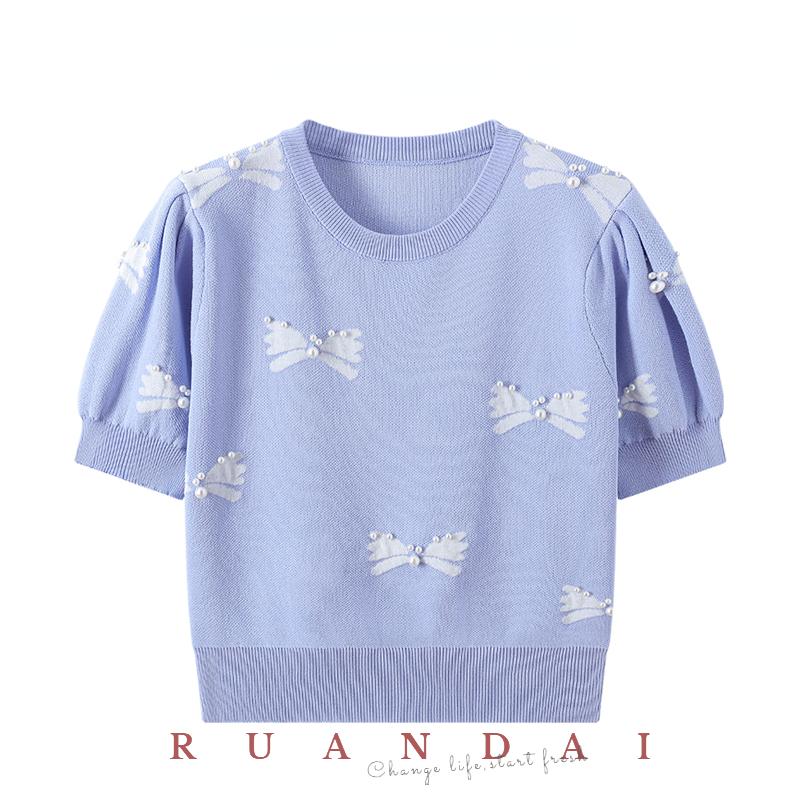Women's T Shirts Dragonfly Jacquard Beaded Short-sleeved Knitted Shirt 2023 Summer High Waist Bubble Sleeve Short Section Tops FemaleWomen's, Lavender
Women's T Shirts Dragonfly Jacquard Beaded Short-sleeved Knitted Shirt 2023 Summer High Waist Bubble Sleeve Short Section Tops FemaleWomen's, Lavender