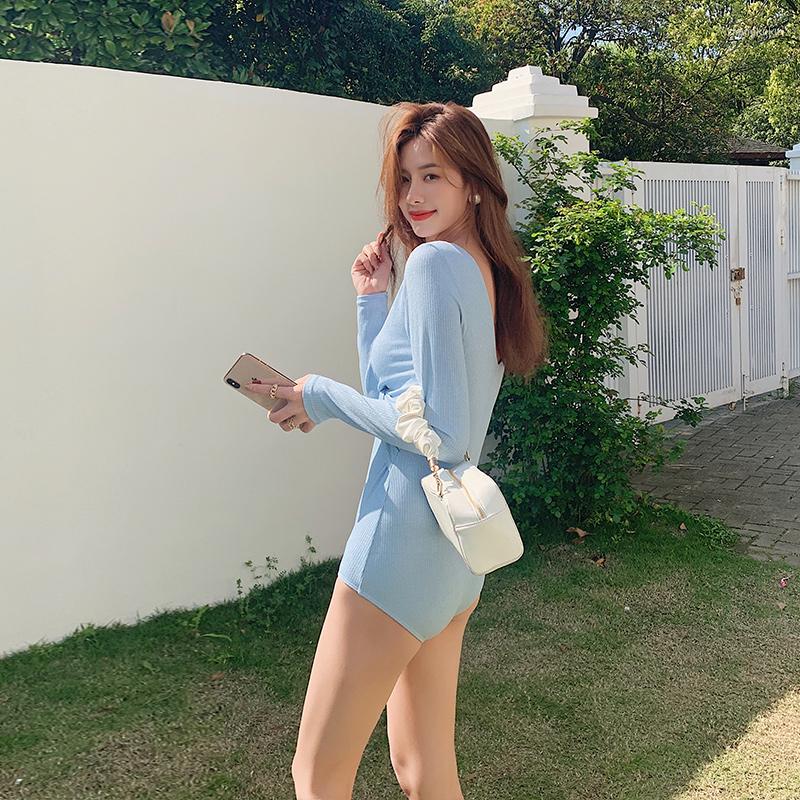 Women's Swimwear 2023 Cute Whole Colored One Piece Swimsuit Long Sleeve Close-fitting Slender Sexy Backless Bathing Suit Women, Qianyuer2076
Women's Swimwear 2023 Cute Whole Colored One Piece Swimsuit Long Sleeve Close-fitting Slender Sexy Backless Bathing Suit Women, Qianyuer2076