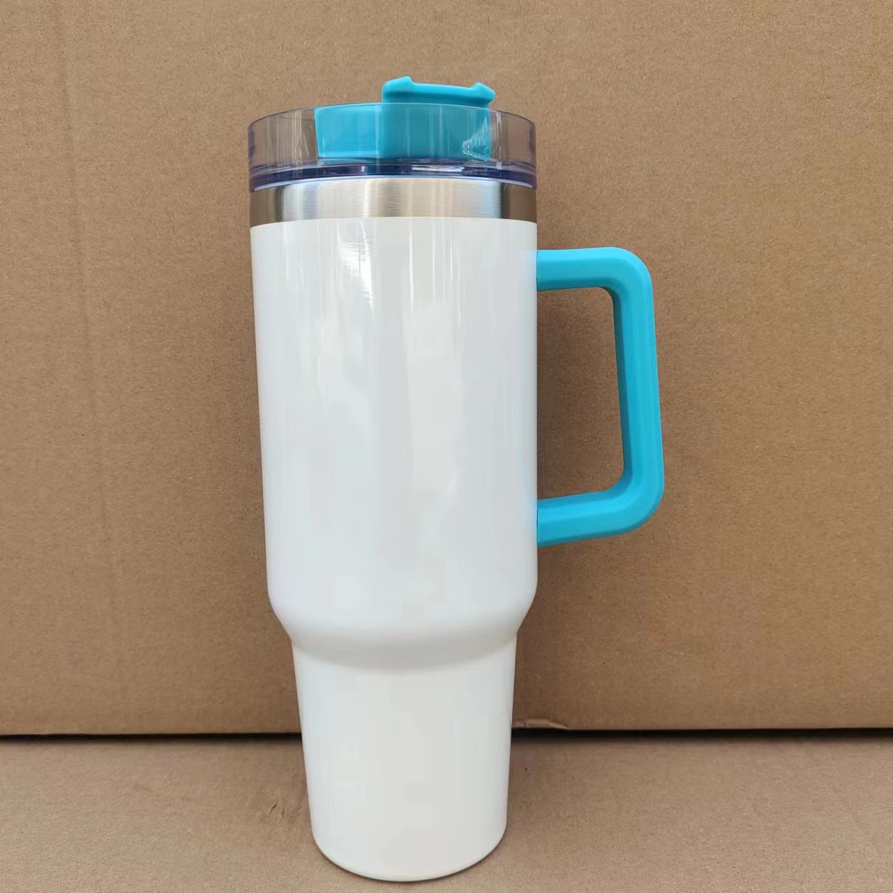 Sublimation 40oz tumbler with colored lids and Handle big capacity stainless steel travel cup Reusable Insulated Travel Tumbler Coffee Mug handle can 