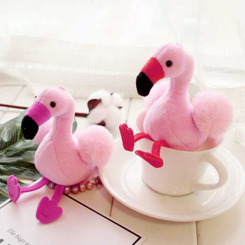 Wholesale 500 Pcs 15CM Flamingo Bird Keychain Stuffed Animal Wildlife Collectible Soft Plush Doll Toy Birthday Gift For Girl