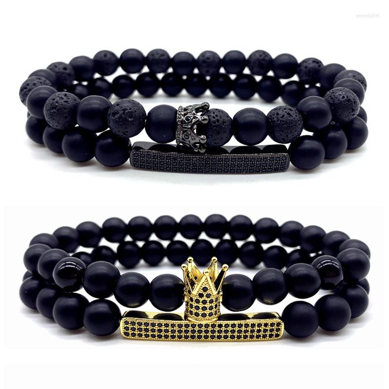 Strand 2 Pcs/set Classic Crown Long Strip Charm Bracelet Men Handmade 8mm Lava Stone Matte Bead For Jewelry Gift
Strand 2 Pcs/set Classic Crown Long Strip Charm Bracelet Men Handmade 8mm Lava Stone Matte Bead For Jewelry Gift