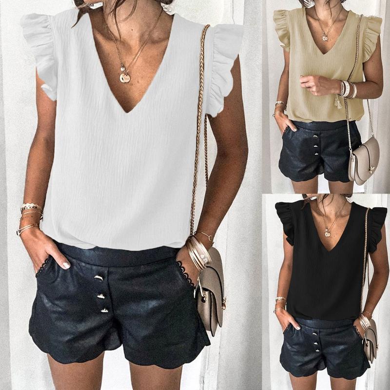 Women's Tanks CPDD Women Summer Ruffled Sleeve Blouse Sexy Deep V Neck Simple Solid Color Sleeveless Tank Top Casual Loose Pullover Tunic, Black
Women's Tanks CPDD Women Summer Ruffled Sleeve Blouse Sexy Deep V Neck Simple Solid Color Sleeveless Tank Top Casual Loose Pullover Tunic, Black