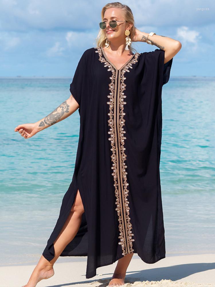 Women's Swimwear Beach Cover Ups For Women Gold Floral Embroideried Maxi Dresses Summer Batwing Sleeve Kaftans Tunic Holiday Beachwear Pareo, Black embroidery
Women's Swimwear Beach Cover Ups For Women Gold Floral Embroideried Maxi Dresses Summer Batwing Sleeve Kaftans Tunic Holiday Beachwear Pareo, Black embroidery