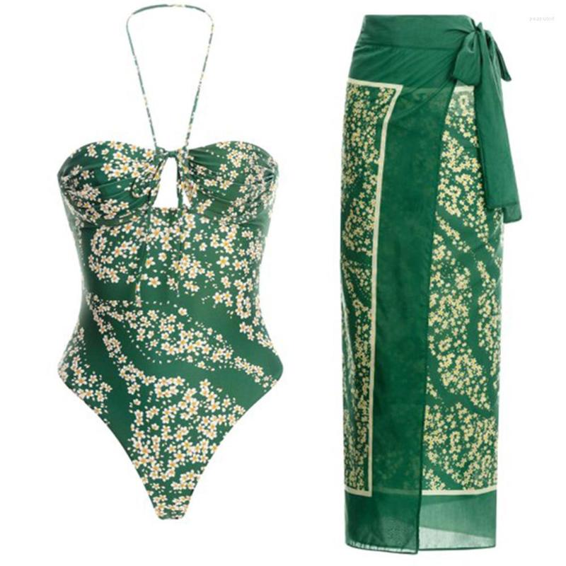 Women' Swimwear Women One Piece Swimsuit With Skirt Green Halter Print & Coverups Holiday Beach Dress Designer Bathing Suit Surf Wear
Women' Swimwear Women One Piece Swimsuit With Skirt Green Halter Print & Coverups Holiday Beach Dress Designer Bathing Suit Surf Wear