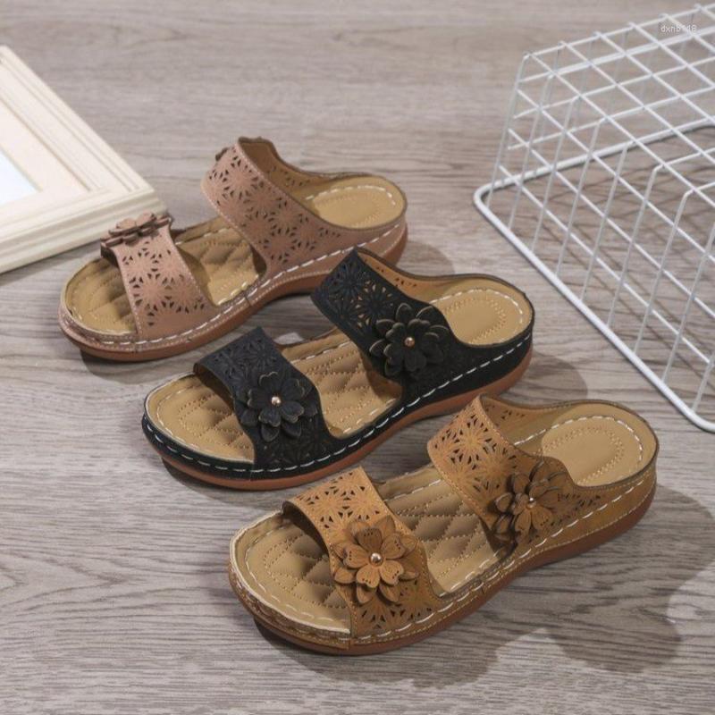 Sandals Wedge Heel Slippers 2023 Summer Foreign Trade Casual Drag High-heeled, Pink