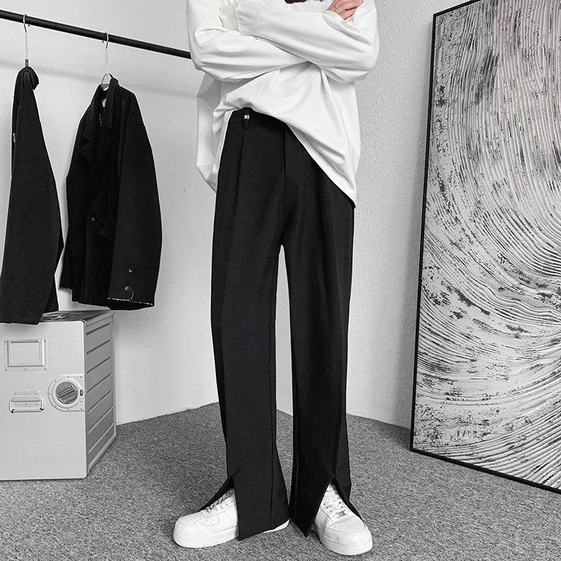Men's Pants Streetwear Fashion Men Trousers Split Black Harajuku Oversized Casual Pants Korean Office wear Suit Pants Male Blazer Pants 230316