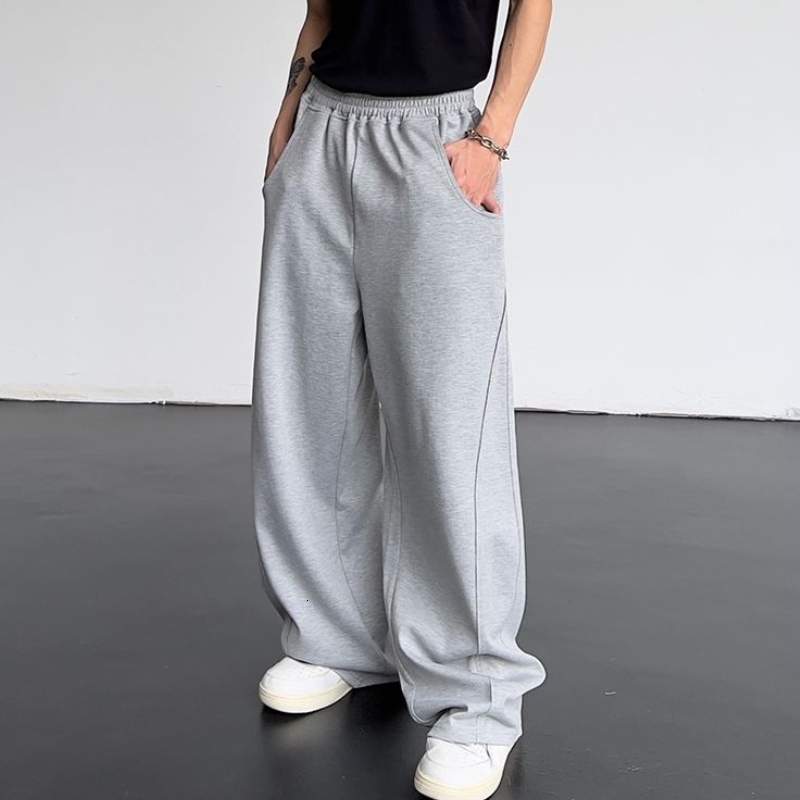 Men's Casual Baggy Pants Summer High Street Hip Hop Trousers - Acetate, Loose Fit, Gray, Black, Apricot, Fashion