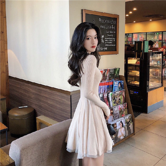 Casual Dresses Spring Autumn Women Mini Party Dress Female Long Sleeve Knitted Dresses Lady Elegant Vintage Vestidos Casual Dress H714 230316