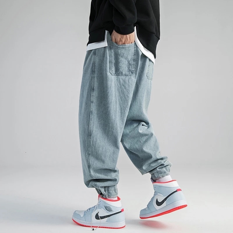 Men's Jeans Men's jeans Cargo Pants Streetwear Hip Hop Cargo Pants Cotton Denim Trousers Casual Elastic Men Baggy Harem Jean Trousers 230316