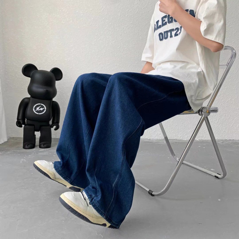 Men's Jeans Oversized Jeans Men Fashion Blue Casual Wide Leg Jeans Men Streetwear Loose Hip Hop Straight Denim Pants Mens Trousers M-3XL 230316