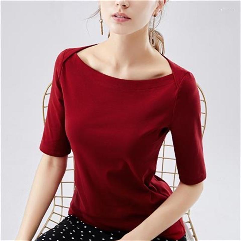Women' T Shirts Women Spring Autumn Style T-shirts Basic Tops Lady Elegant Short Sleeve Slash Neck Solid Color Blouse SS020, Black
Women' T Shirts Women Spring Autumn Style T-shirts Basic Tops Lady Elegant Short Sleeve Slash Neck Solid Color Blouse SS020, Black