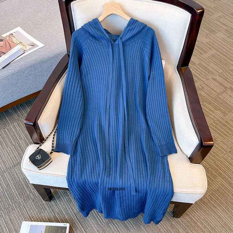 Casual Dresses size 6XL 150KG Spring Long Sleeve Dress Ladies Maxi Dress with Hooded Solid Color Large Size Women Clothing 230316