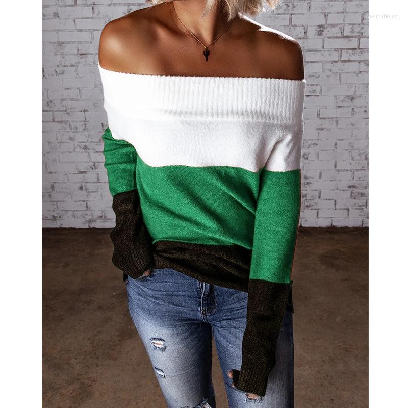 Women's Sweaters Women Striped Sweater Slash Collar Full Sleeve Patchwork Knitted Pullover Fashion Street Wear Clothes Fall Tops, Green
Women's Sweaters Women Striped Sweater Slash Collar Full Sleeve Patchwork Knitted Pullover Fashion Street Wear Clothes Fall Tops, Green