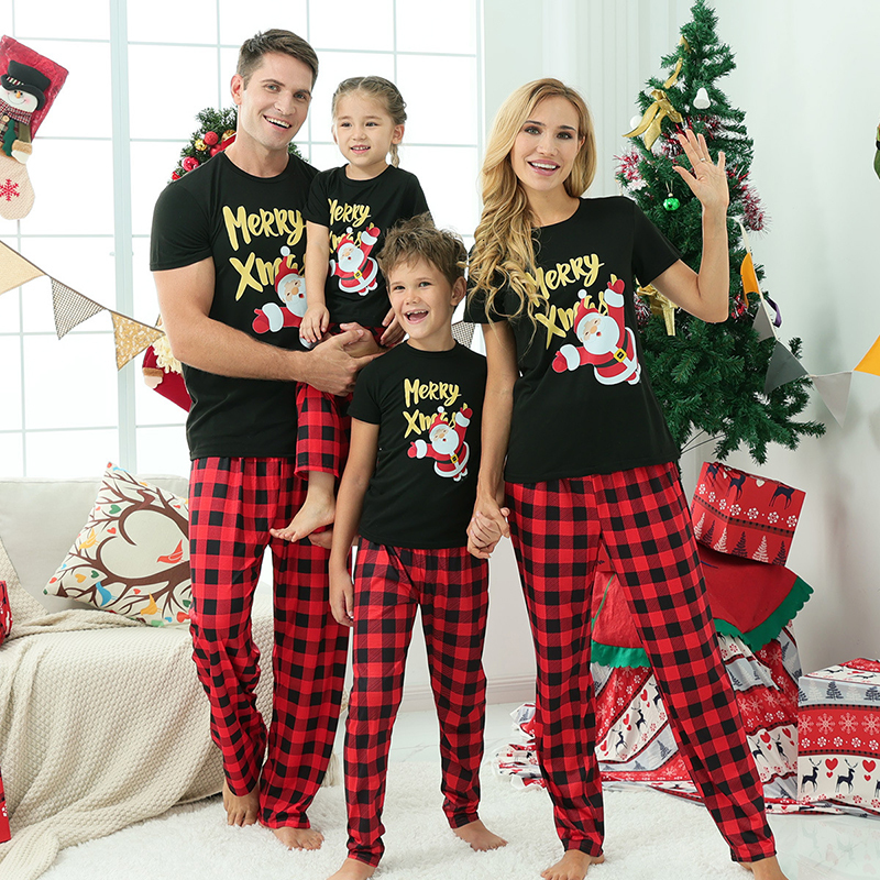 Family Matching Outfits Winter Family Matching Clothes Mother Kids Short-Sleeved Christmas Pajama Set Family Look Pyjamas Outfits Boy Girl Xmas Homewe