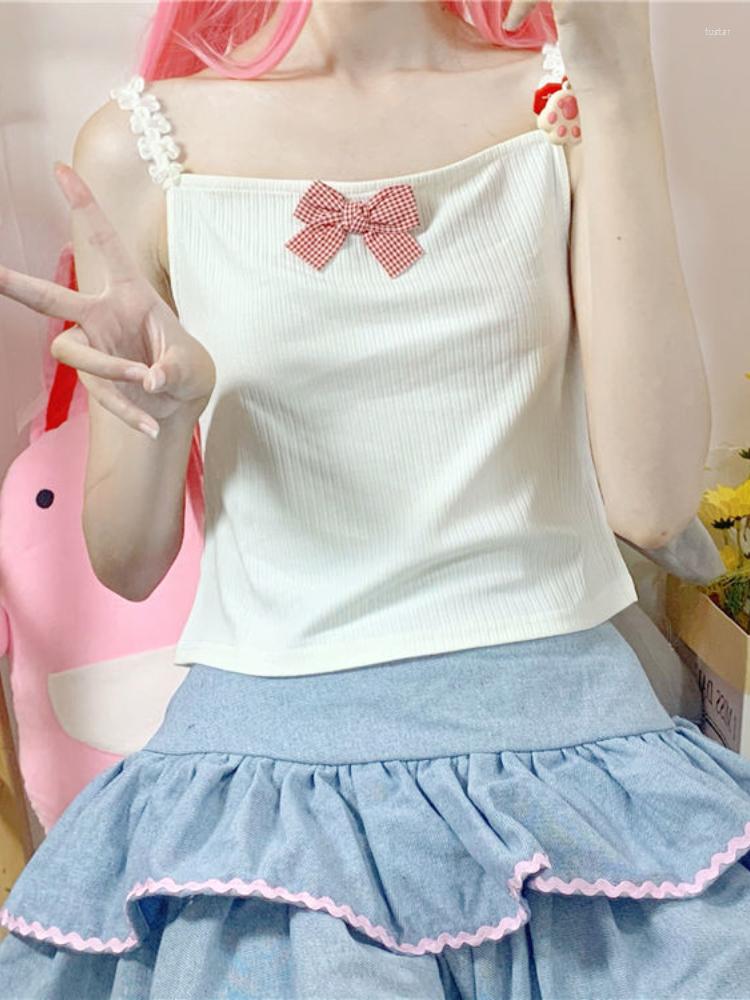 Women' Tanks Japanese White Kawaii Sweet Tank Top Female Slim Knitted Casual Cute Women Bow Korean Style Elegant Clothing Summer 2023
Women' Tanks Japanese White Kawaii Sweet Tank Top Female Slim Knitted Casual Cute Women Bow Korean Style Elegant Clothing Summer 2023