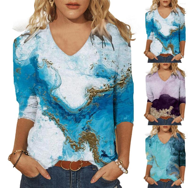 Women' T Shirts Women' 3/4 V-Neck Sleeves Tops Tee Spring T-shirt Printed Mid-length Casual Blouse, White
Women' T Shirts Women' 3/4 V-Neck Sleeves Tops Tee Spring T-shirt Printed Mid-length Casual Blouse, White