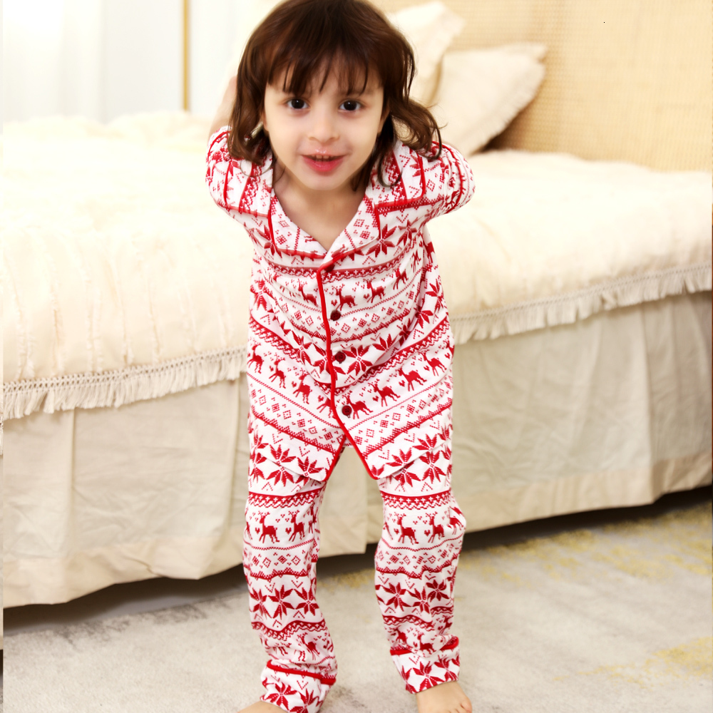 Family Matching Outfits High Quality Christmas Family Matching Pajamas Set Short Sleeve TopsPants 2 Pieces Sleepwear Casual Soft Thick Pyjama Xmas Loo