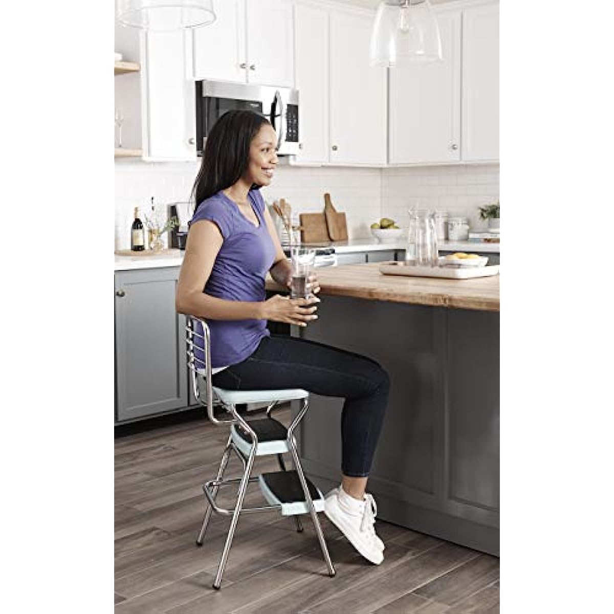 COSCO 11140TEA1E Stylaire Chair and Step Stool Teal canopy chair
