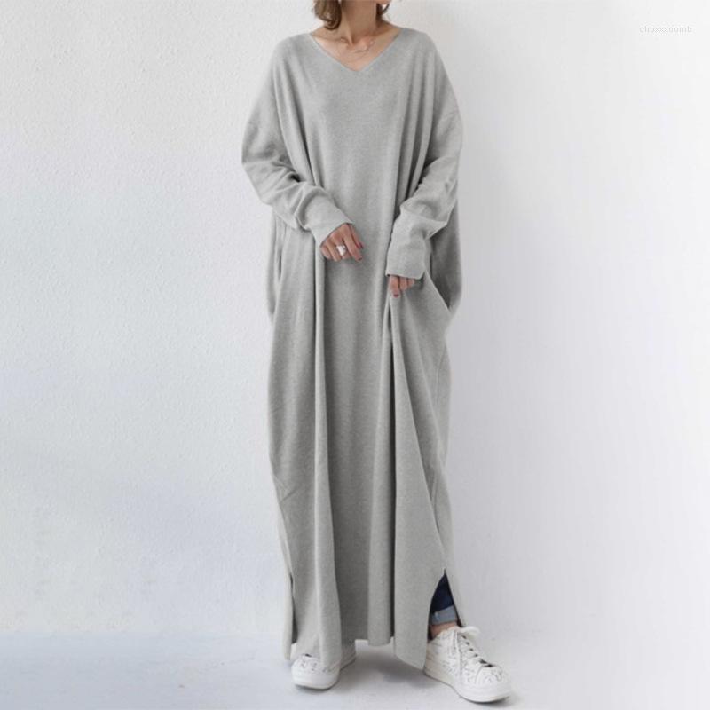 Casual Dresses Dress Women Spring Simple Knitted Long Sleeve Sexy V-neck Large Hem Streetwear Loose Vestido De Mujer Maxi, Gray
Casual Dresses Dress Women Spring Simple Knitted Long Sleeve Sexy V-neck Large Hem Streetwear Loose Vestido De Mujer Maxi, Gray