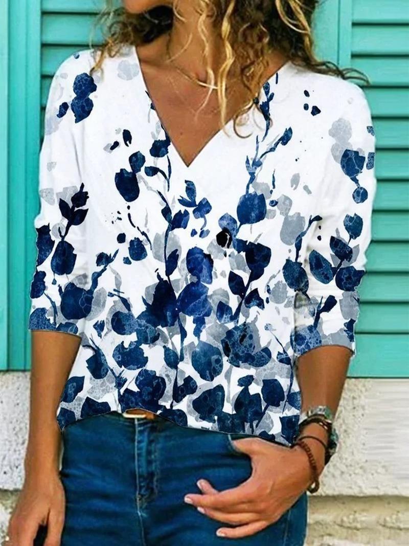 Women' Blouses & Shirts Summer Boho Flower Womens Fashion Shirt V-Neck Long Sleeve Print Tops Casual Loose Ladies Floral Blouse, Design3
Women' Blouses & Shirts Summer Boho Flower Womens Fashion Shirt V-Neck Long Sleeve Print Tops Casual Loose Ladies Floral Blouse, Design3
