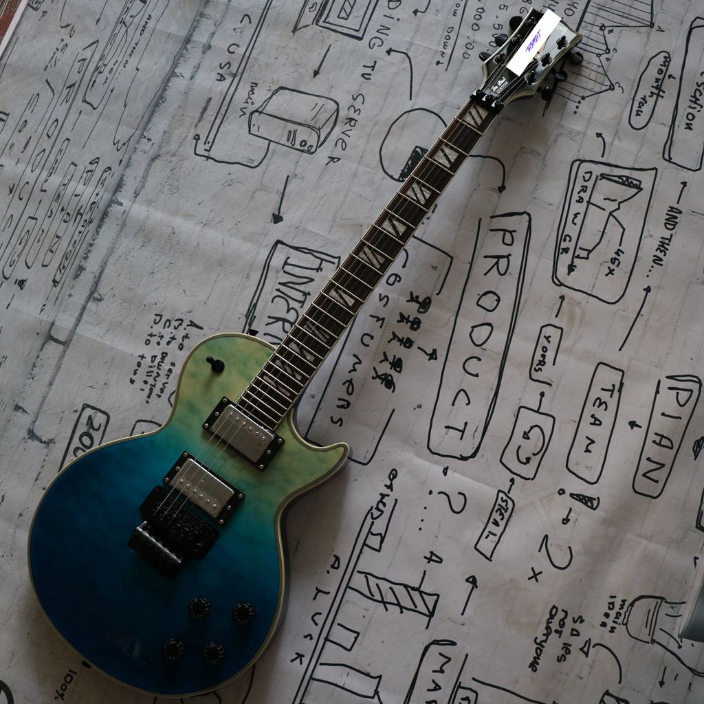 Yellow and blue gradient body, high-end pickup, shell inlaid fingerboard metal guitar, mail to home, customizable
Yellow and blue gradient body, high-end pickup, shell inlaid fingerboard metal guitar, mail to home, customizable
